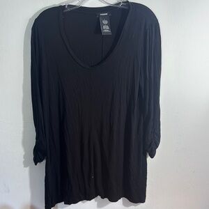 Premise Black 3/4 Sleeve Ribbed Blouse